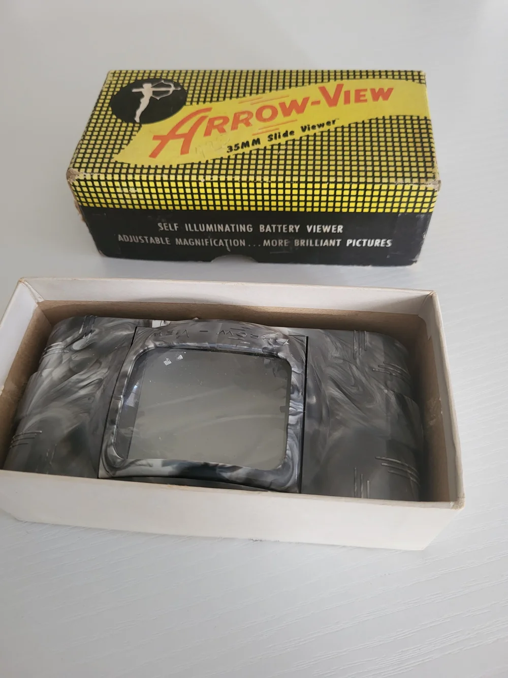 Arrow View 35mm Slide Viewer In Box Gray Marble Vintage